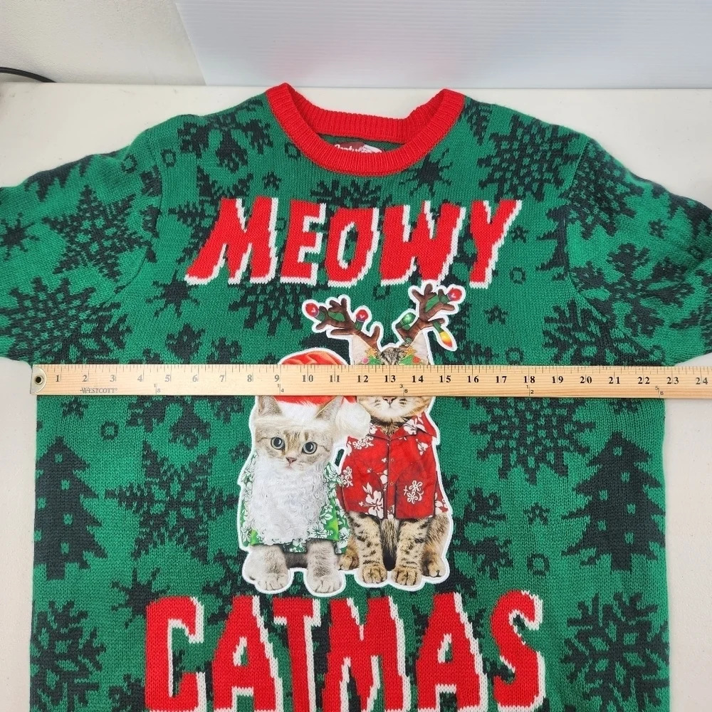 Party Sweater Men's Meowy Catmas Ugly Christmas Sweater Sz Large - Picture 11 of 11